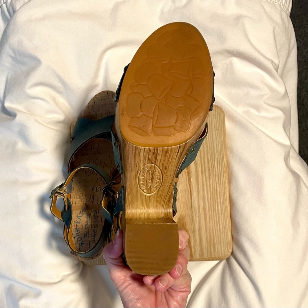 *EUC* Kork-Ease Leather & Cork Wedge Sandals - Womens Sz 8 M - Blue - KE0012513 - Picture 6 of 10
